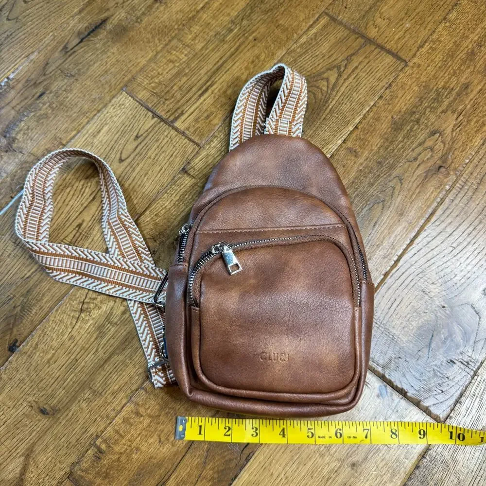 CLUCI Crossbody Bags Leather Sling Bag Cross Body Backpack Brown